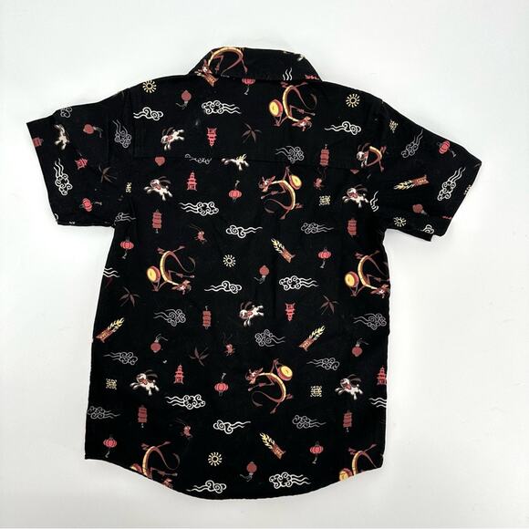 Mulan short sleeve button down shirt in black Size 4T - Picture 5 of 5